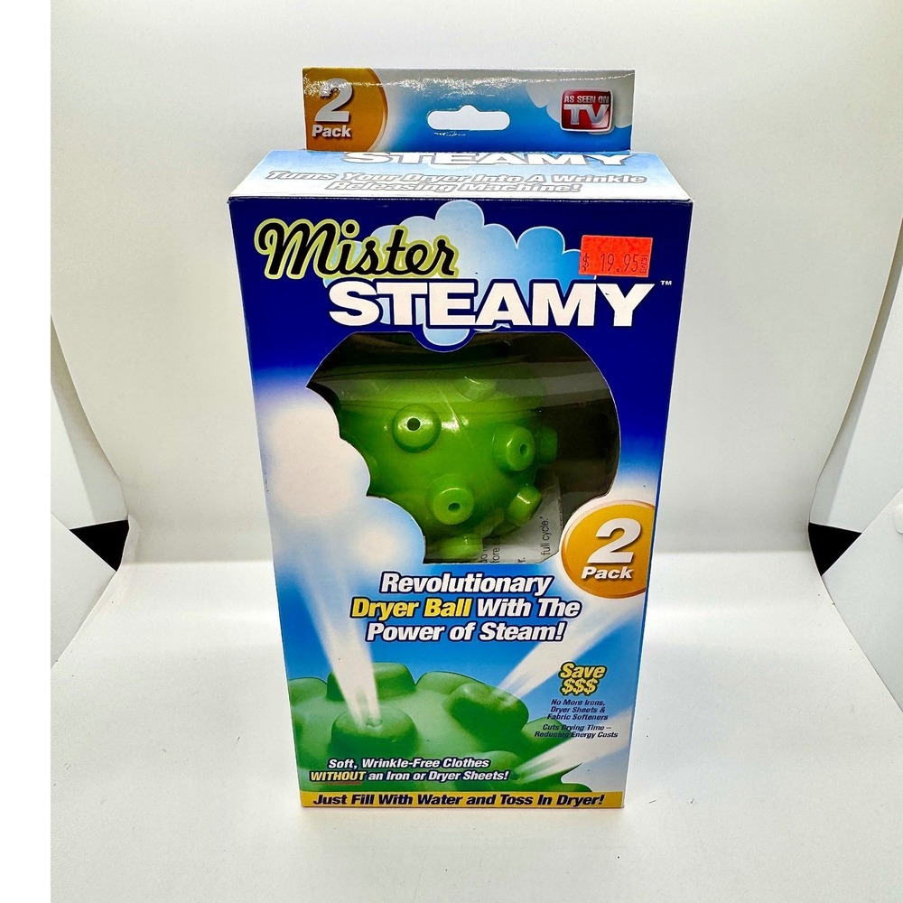 Mister Steamy Dryer Balls 2 Pack As Seen On TV Green Wrinkle Remover Reusable